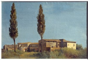ファルネーゼ荘で、2本のポプラ。ピエール・アンリ・ド・ヴァランシエンヌ（1750-1819）の絵画