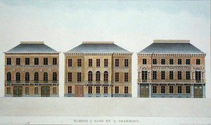 ベルギー、ゲントとグラモントの家（ピエール・ジャック・ゴエッヘビュール著「Choix des Monuments, Edifices et Maisons les plus remarquables du Royaume des Pays-Bas」1827年発行より）（アクアチント 作： Pierre Jacques (after) Goetghebuer