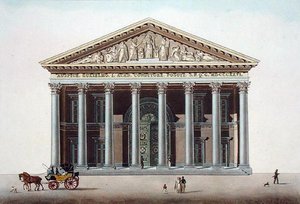 ゲントのアカデミック宮殿、ピエール・ジャック・ゲッヘッビュール作「Choix des Monuments, Edifices et Maisons les plus remarquables du Royaume des Pays-Bas」より、L. Roelandt作、1827年発行（アクアチント）。 作： Pierre Jacques (after) Goetghebuer