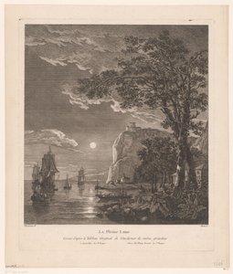 海岸に船のある夜景 ラ・プレイヌ・ルネ。 (アイテムのタイトル) 作： Pierre Jacques Duret