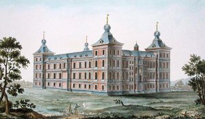 ベルギー、ロンセのシャトー、Pierre Jacques Goetghebuer著「Choix des Monuments, Edifices et Maisons les plus remarquables du Royaume des Pays-Bas」（1827年発行）より（アクアチント）（189234も参照 作： ピエール・ジャック・ゲブエル