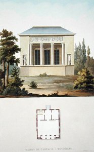 ウォンデルゲムのカントリーハウス（1827年に出版されたピエール・ジャック・ゴエッヘビュールの「Choix des Monuments, Edifices et Maisons les plus remarquables du Royaume des Pays-Bas」より）（アクアチント 作： ピエール・ジャック・ゲブエル