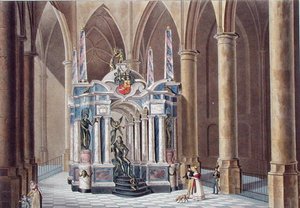 デルフトのオレンジ公爵ウィリアム1世の墓、ピエール・ジャック・ゴエッヘビュール著「Choix des Monuments, Edifices et Maisons les plus remarquables du Royaume des Pays-Bas」（1827年発行）より（アクアチント 作： ピエール・ジャック・ゲブエル