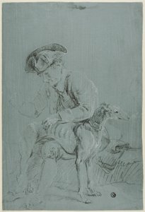 座る男と犬 作： Pierre Jacques Volaire