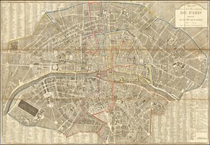 1802年地図 - パリ市街とフォーブルの12市町村分割図