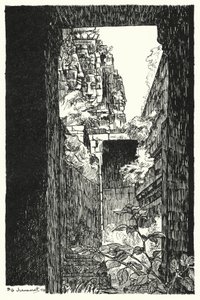バイヨンでは、落ちた屋根の間からチラッと見える(エングレービング) 作： Pierre Jeannerat de Beerski