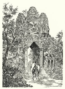 アンコール・トムの北門（彫刻作品 作： Pierre Jeannerat de Beerski