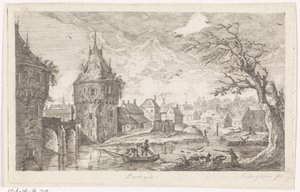 漁師と村の景色 作： Pierre Joseph Jacques Tiberghien