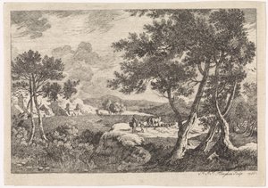 手前に木々のある風景 作： Pierre Joseph Jacques Tiberghien