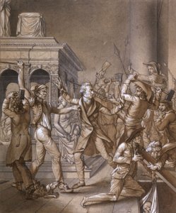 アレクサンドル・ルノワールは、フランス革命時の1793年に、サン・ドニ大聖堂にあるフランス国王ルイ12世の墓を破壊しようとした革命派に反対しました。 作： Pierre Joseph Lafontaine