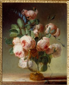 花瓶 牡丹の花束。ピエール・ジョセフ・ルドゥー(1759-1840)の絵画 19世紀 日0,46x0,37 m ルーアン、Musee des Beaux Arts 作： Pierre Joseph Redouté
