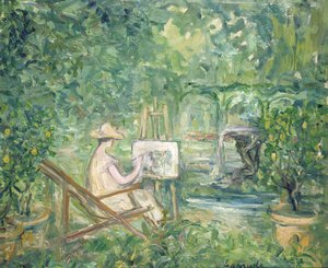 風景の中の女性の絵、1900-10