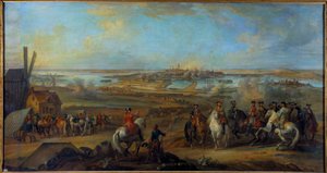 フランドル地方のキャンペーン（1745年〜1747年）。"1746年7月、エノー州モンスの席での国王ルイ15世（1710-1774）" ピエール・ニコラ・レンファン（1704-1787）の絵画 18世紀 日1,77x3,35 m