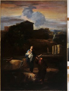 エジプトへのフライト。 ピエール ルイ クレテイ (Pierre-Louis Cretey) の絵画 作： Pierre Louis Cretey or Cretet