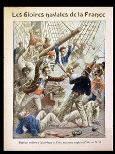ロバートサークフ（1736-1827）は、西インド会社に所属するボート「ケント」に乗船することに成功しました。練習帳のイラスト、19世紀後半 作： Pierre Mejanel