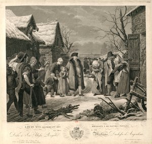 1788年の冬に貧しい農民に施しを与えるルイ16世、1817年頃