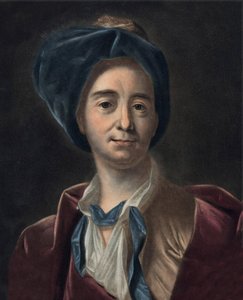 フランスの作家フォントネル（1657-1757）によるベルナルド・ル・ブイエ（ル・ボヴィエ）の肖像。ピエール・ミシェル・アリックスの後のエングレービング 作： Pierre Michel Alix