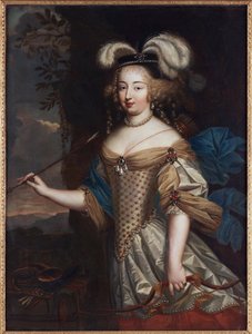 モンテスパン夫人 - モンテスパン侯爵夫人フランソワーズ・アテネ・ド・ロシュシュアール（1640-1707）のダイアナ姿、ミニャール、ピエール（1612-1695）作。油彩・キャンバス寸法：130x95,5cmプライベートコレクション 作： Pierre Mignard