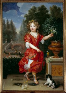 マドモアゼル・ドゥ・ブロワ（1666-1739）の足の肖像 ルイ14世の娘マリー・アンヌ・ドゥ・ブルボンと、後にコンティの王女となるマドモアゼル・ドゥ・ラ・ヴァリエールの肖像 ピエール・ミニャール（1612-1695）による絵画 17世紀 日。1,38x0,98 m 作： Pierre Mignard