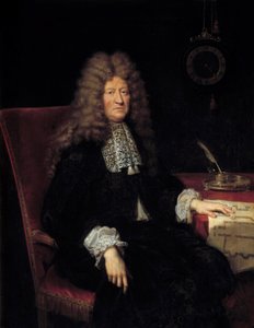 エドゥアール・コルベール（ヴィラセルフ侯爵）の肖像（1628-1699年） ルイ14世の建物の監督官 ピエール・ミニャール（1612-1695年）による絵画 1698年 Sun.1,63x1,28 m - エドゥアール・コルベール、ヴィラセルフ侯爵（1628-1699）の肖像、建築物監督官 作： Pierre Mignard