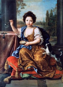 ルイーズ・マリー・アンヌ・ドゥ・ブルボンまたはマドモアゼル・ド・トゥール（1674-1681）の肖像」 ピエール・ミニャール（1612-1695）による絵画、油彩・キャンバス 作： Pierre Mignard