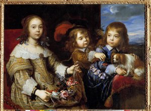ブイヨン公の子供たち』 ピエール・ミニャール（1612-1695）の絵画 1647年。ホノルル、アカデミーオブアーツ 作： Pierre Mignard