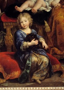 フランスのルイ家（1661-1711）ルイ14世（1638-1715）の息子で、大王太子として知られている」1687年」妻のマリー・アンヌ・クリスティーヌ・ド・バヴィエールと子供のルイ、フィリップ（後のスペインのフィリップ5世）、シャルルと共に代表者となる。 作： Pierre Mignard