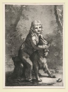 無題（犬を連れた少年） 作： Pierre Paul Prud