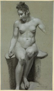 座った女性のヌード 作： Pierre Paul Prud