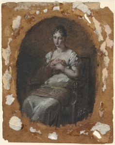 座っている若い女性 作： Pierre Paul Prud