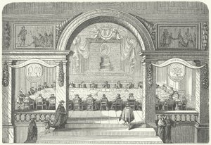 ルーヴル美術館におけるフランス科学アカデミーの会合 作： Pierre Paul Sevin