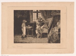 歯医者、助手、患者としてのサルの風刺的な描写 作： Pierre Peeters (signed by artist)