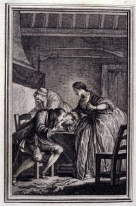 ファルコン - ジャン・ラ・フォンテーヌの「詩による物語と短篇集」に登場する。1776.イラスト：P.P.Choffard 作： Pierre Philippe Choffard