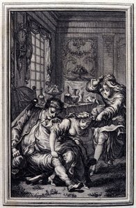 Le bat - Jean La Fontaineの「詩による物語と短篇集」に登場する。1776.イラスト：P.P.Choffard 作： Pierre Philippe Choffard