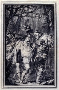 聖ユリアンの祈り。ジャン・ド・ラ・フォンテーヌの「Tales et nouvelles en vers」（アムステルダム、1776年）の中で、P.P.Choffardが描いている。 作： Pierre Philippe Choffard