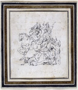 ピエール・ピュジェ（1620-1694）による「アレクサンドルとディオゲネス」の準備図（紙にインク、ペン） 作： Pierre Puget
