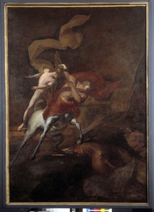 Centaur Chironによるアキレスの教育（キャンバスに油彩） 作： Pierre Puget