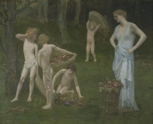 果樹園の子供たちc。 1886-1888 作： Pierre Puvis de Chavannes