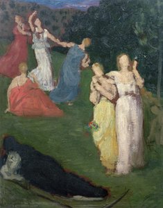 死と乙女（ミルボードに油彩） 作： Pierre Puvis de Chavannes