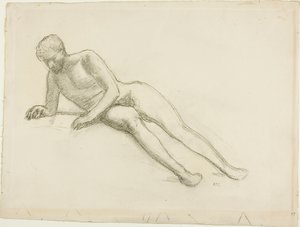 横たわる男性ヌード 作： Pierre Puvis de Chavannes
