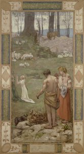 祈りの子としての聖ジュヌビエーブ 作： Pierre Puvis de Chavannes