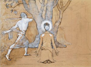 ジョン・バプティストの斬首の習作（ペン、インク、鉛筆、水彩画） 作： Pierre Puvis de Chavannes