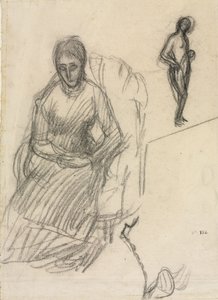 マリー・カンタクゼーヌ夫人の習作。 立っている女性のヌードの研究 作： Pierre Puvis de Chavannes