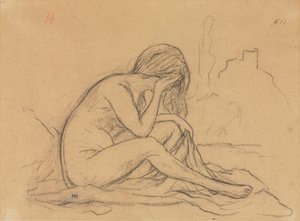 女性のヌードの習作（おそらく未実現の寓意画のため）（直訳） 作： Pierre Puvis de Chavannes