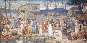 聖ジュヌヴィエーヴの子供時代、1874 作： Pierre Puvis de Chavannes