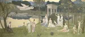 芸術とミューズの最愛の聖なる森 作： Pierre Puvis de Chavannes