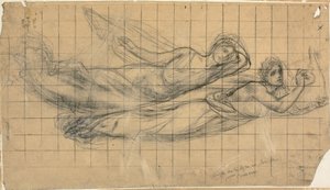 竪琴を持つ2つの飛行図 作： Pierre Puvis de Chavannes