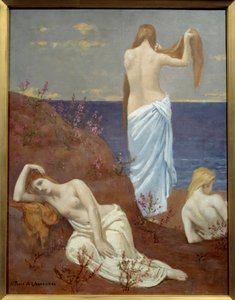 海辺の若い娘たち ピエール・ピュヴィス・ド・シャヴァンヌ（1824-1898）による絵画 1879年 油彩・キャンバス 寸評0.61x0.47 m パリ、オルセー美術館