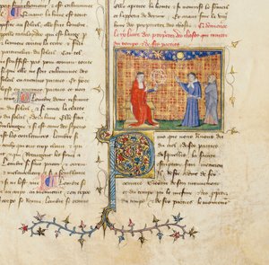 ジャンコルベションのフランス語訳、1390年頃のバルトロメウスアングリクスによる「De Proprietatibus Rerum」のページの詳細 作： Pierre Remiet