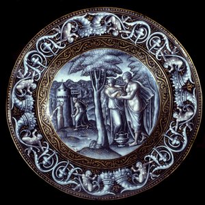 ヴィーナスとプシュケ エナメル彩皿 ピエール・レイモン（1513-1584）作 16世紀 作： Pierre Reymond